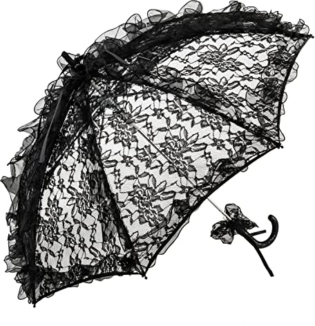 VON LILIENFELD Spitzenschirm Brautschirm Hochzeitsschirm Accessoire Automatik Désirée schwarz