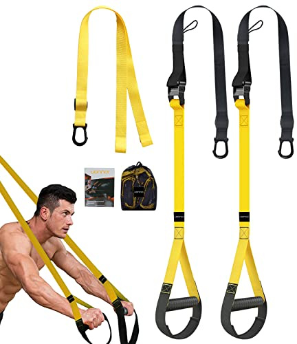 UONNER Suspension Trainer Kit Sling Training Strap System Bodyweight Home Resistance Kit with Handles Fitness Trainer