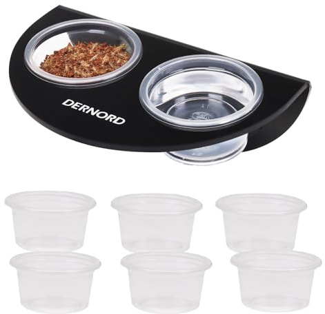 Gecko Futter Magnet Schale mit 6 Pack Plastik Futternapf Starke magnetische Reptilienfutter Schildkrötenfutter Chamäleon Wasser Cup