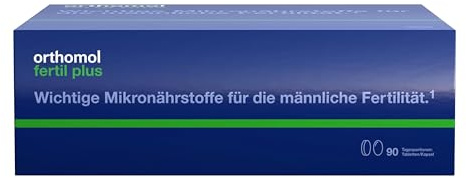 Orthomol Fertil plus: Nahrungsergänzung für Männer mit Kinderwunsch, mit Zink für normale Fruchtbarkeit¹ & Selen für normale Spermabildung¹, plus L-Carnitin, Q10 & Omega-3, 90 Tagesportionen