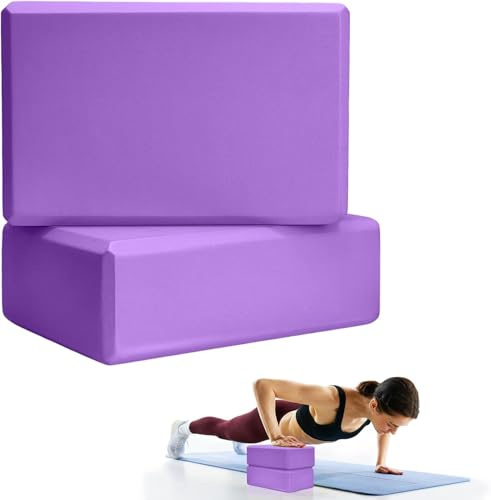 Yoga Block 2er Set, Blöcke Klötze Klotz Würfel, Rutschfeste, Erwachsene Yogablock, perfekt für Yoga, Pilates Meditiation, für Anfänger und Fortgeschrittene (Lila)