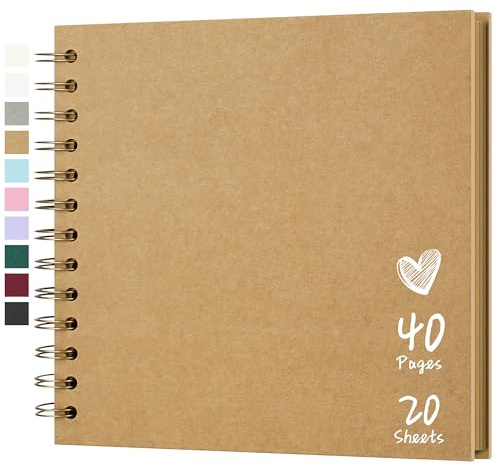 Fotoalbum Scrapbook 18x18 cm, 20 Blatt (40 Seiten) DIY Scrapbook, Hartes Kraftpapier, Baby Erinnerungsbuch, Familie, Geburtstag, Hochzeit, Jahrestag Scrapbook, Gelb
