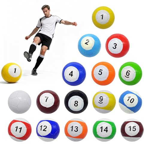 Zertylre 16 Teiliges Leder FußBall Pool Kick Billard Set, Aufblasbare SnookerbäLle FüR Tischspiele, Sportspiel FüR Erwachsene, FüR HinterhofräUme, AußEn- Und Innenbereich,18cm