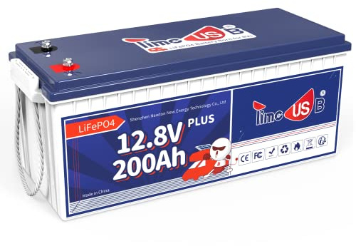 Timeusb 12V 200Ah LiFePO4 Lithium Batterie,für Wohnmobil Solaranlage | 200A BMS,2560Wh,Max.15000 Zyklen,Wasserdicht nach IP65,Max.4P4S,für Marine,Heim-Energiespeicher,Trolling Motor