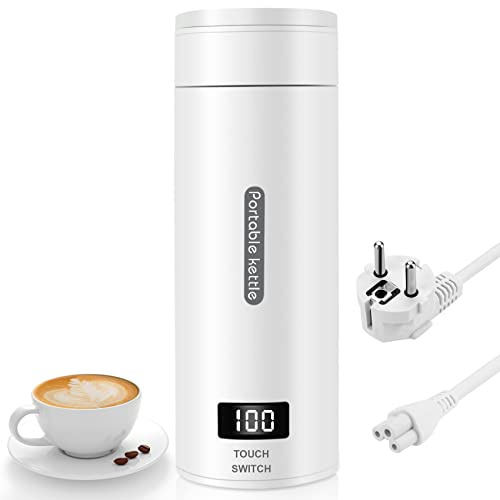 Reisewasserkocher Klein 300W, Mini Wasserkocher für Reise Büro Camping | Temperatureinstellung Wassertasse 220V ,Schnellkoch Heizbecher,Automatischer Abschaltung（Netzkabel befindet sich im Becher）