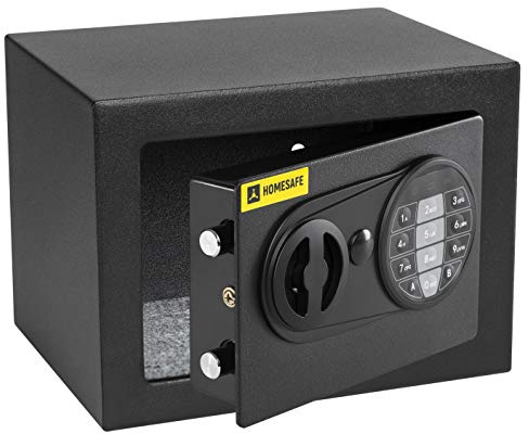 HomeSafe HV17E Möbeltresor mit Elektronikschloss, 17x23 x17cm (HxBxT), Digitaler Tresor für Zuhause, Safe Box mit Schloss, Schranksafe, Geldsafe, Mini Safe Elektronik, Schmuck