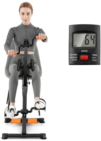 COSTWAY Heimtrainer Bewegungstrainer Pedaltrainer für Senioren, Hand Arm Bein Knie Fitnessgerät mit LCD Display, höhen- & längenverstellbar, LBH: 43-53 x 45 x 87-100 cm, Arm und Beintrainer Senioren