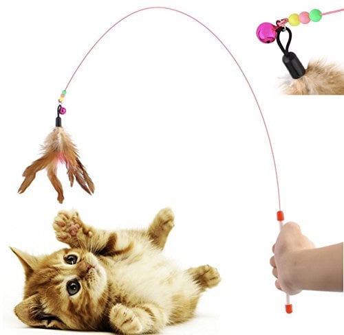 Diawell Katzenangel mit Glocke Angel Spielangel für Katzen Katzenspielzeug Katze Spielzeug