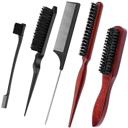 5 Stück Edges Brush Sleek Bun Bürste Für Sleek Zopf Sleek Bun Bürste Set Bart Pinsel Haarbürste mit Dichten Borsten Haarbürsten Für Haar Bart