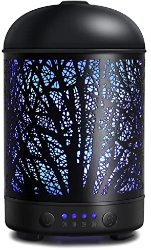 SALKING Aroma Diffuser, 100 ML Aromatherapie Diffusor 7 LED Licht | Ultraschall Oil Düfte Wald Metall für ätherische Öle, Raumbefeuchter Elektrisch Duftlampe für Babies Kinder Haus Yoga Büro