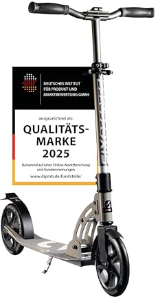 Six Degrees Aluminium Scooter 205 mm Grau für Kinder ab 8 Jahren, bis 100 kg, höhenverstellbar, GS-geprüft