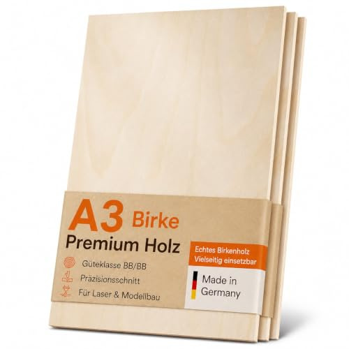 AUPROTEC 10x Birke Multiplex Holzplatte 3mm |A3 297x420mm Industriequalität | Für Deko, Modellbau, Floristik, Laubsägearbeiten und Bastelprojekte sowie zum Sägen, Bohren, Schleifen und Bemalen