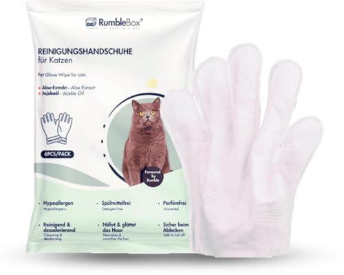 RumbleBox Feuchttücher für Katzen & Hunde, Handschuh-Feuchttücher für Haustiere, Sanfte Fellpflege, Reinigung & Massage, Optimal für Outdoor-Katzen, präzise Reinigung mit Handschuhform