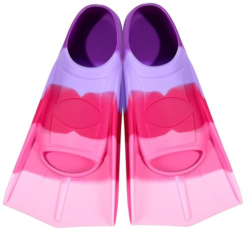 Schwimmflossen Kinder, Kurze Flossen Kinder, 100% Silikon Schnorchelflossen, Kurzschwimmflossen für Schwimmtraining, Freiwassertraining, Schnorcheln, Tauchen für Jungen Mädchen Anfänger, XXXS(24-26)