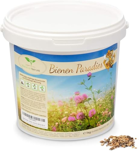 Magic of Nature 1kg Blumensamen Mischung - Bienen Paradies - Blühfreudige Bienenweide - über 20 verschiedene Pflanzen für 300 bis 500 m²