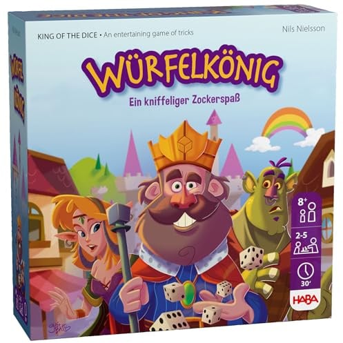 HABA Würfelkönig – Kniffliges Würfel- und Kartenspiel für 2-5 Spieler – Spannendes Gesellschaftsspiel für die ganze Familie – Ab 8 Jahren – Ideal als kleines Geschenk – 1303485001