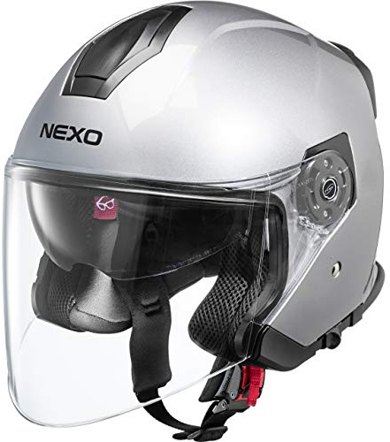Nexo Jethelm Motorradhelm Helm Motorrad Mopedhelm Jethelm Travel 2.0 silber XL, Unisex, Chopper/Cruiser, Ganzjährig, Thermoplast