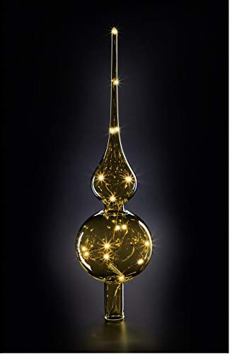 Lumix® LED kabellose Christbaumspitze Tree Topper Bernstein 29cm mundgeblasenes Glas mit LED-Lichterkette 1 Stück 76031