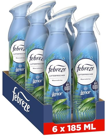 Febreze Lufterfrischer Spray Meeresfrische 6x185 ml, 2-in-1 Geruchsbekämpfung und Frische