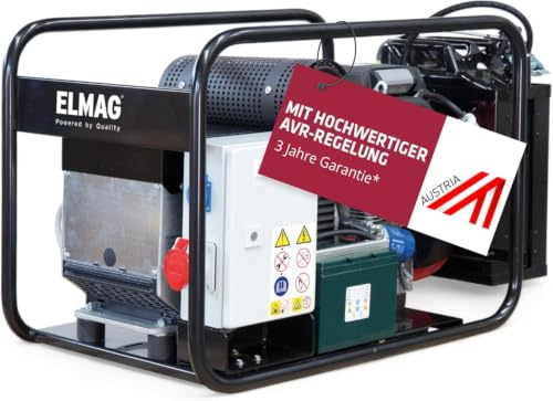 ELMAG SEB 16000WDE-AVR Benzin Stromerzeuger Notstromaggregat mit 4-Takt-Motor luftgekühlt, 15 kW & 20 l Tank 1x 230 V Schuko & 1x 400 V CEE Stromgenerator mit AVR, Handstart & Überlastschutz
