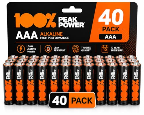 AAA Batterien - 40 Stück | 100% PeakPower | Batterien AAA 1,5V Alkaline
