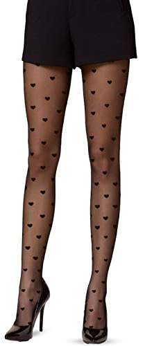 wlertcop Damen Feinstrumpfhose Mit Muster Enge Strumpfhosen für Damen, 20D | Strumpfhosen Damen Muster Feinstrumpfhose Damen Sexy Strumpfhose Mit Herzen Damen Vintage Herz Polka Dot Print Strumpfhose