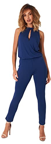 Lemoniade stylischer Jumpsuit V-Ausschnitt und raffinierten Details als Neckholder, Kurzarm oder Langarm