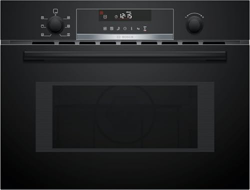 Bosch CMA585GB1 Serie 6 Einbau-Mikrowelle mit Heißluft und Grill, 60 x 45 cm, 44 l, 900 W, AutoPilot 15, Versenkknebel, LED-Touchdisplay, Reinigungsunterstützung, Schwarz