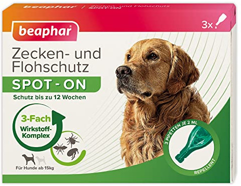 beaphar Zecken- und Flohschutz Spot-ON 3x2ml, für große Hunde (ab 15 kg)