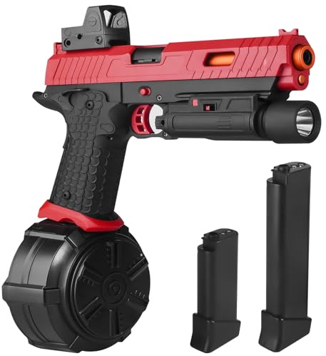Elektrisches Gel Blaster Spielzeug Neu X5, Vollautomatisch, Alter 14+, rot | Vollautomatisch Enthält Trommel und Schutzbrille für Outdoor Team Spiel, JM-X2 Upgrade Version