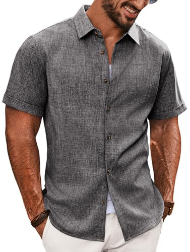 PJ PAUL JONES Hemd Herren Kurzarm Freizeit Button Down Shirt Sommer Strandhemd Regular Fit Herrenhemd für Männer