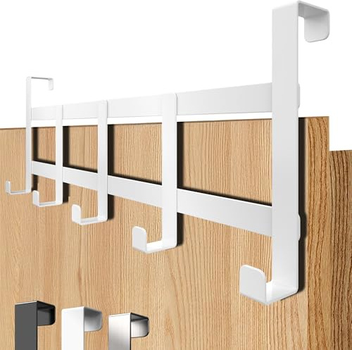 4smile Türgarderobe zum Einhängen – Universelle Türhaken für deutsche Türen, Kleiderhaken Tür - Stabile Türhakenleiste, Haken zum Einhängen als Ordnungshelfer, Fb. Mattweiß
