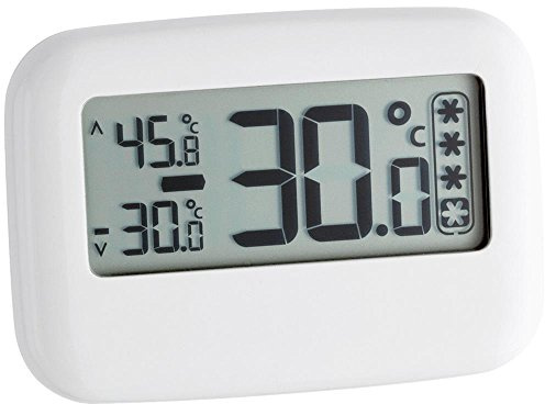 TFA Dostmann Digitales Kühl-Gefrierschrank-Thermometer, 30.1042, permanente Anzeige der Höchst-und Tiefstwerte, bis -30°C, Tiefkühl oder Kühlschranksymbol, gut ablesbar, weiß