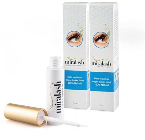 Miralash Wimpernserum 2er Pack - Eyelash Serum for long lashes, Wimpern Serum Schnell Wachstum, mit Ginseng für Wimpern, Prostaglandin Wimpernserum
