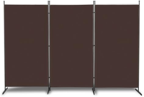 Bonnlo Raumteiler Paravent innen, 3-Teilig 180X261 cm Balkon Sichtschutz Stellwand, Paravent Outdoor wetterfest, Raumteiler Trennwand (Braun)