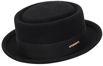 Pork Pie Hut für Herren und Damen, Kurze Krempe, Fedora, Flacher Hut, Wollfilz, Boater, Panama-Hüte, Größe: S-M, M