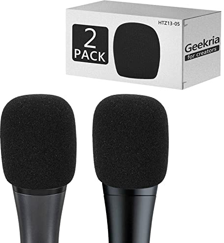 Geekria für Creators Schaumstoff-Windschutz, kompatibel mit Sennheiser E 935, E 945, E 835, E 845-S Mikrofon, Antipop-Windschutz, Mikrofon-Windschutz, Schwammschaumfilter (Schwarz / 2er-Pack)