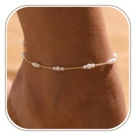 VIROMY Gold Fußkettchen für Frauen 14K Gold/Silber plattiert Herz böse Auge CZ Fußkettchen einstellbar wasserdicht Fuß Kette zierlich Zirkonia Fuß Kette