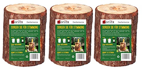 Moritz 3 Stück Schwedenfeuer Finnenfackel Naturholz Gartenfackel Leuchtfeuer für Garten Outdoor 3 Stück normal
