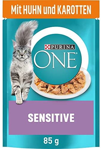 PURINA ONE Sensitive, zarte Stückchen in Sauce mit Huhn, 26 x 85g | Katzenfutter nass