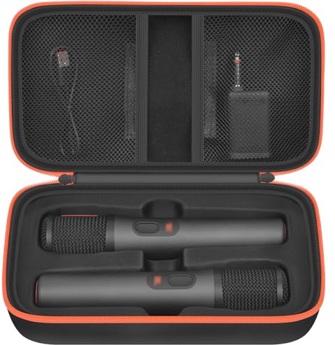 Boobowl Hartschalen-Mikrofontasche for JBL PartyBox Wireless Mic, Reise | EVA-Hartschale, Für 2 Mikrofone, Empfänger, Adapter und Kabel, für Karaoke, DJs und Reisen, Schwarz, Nur Tasche
