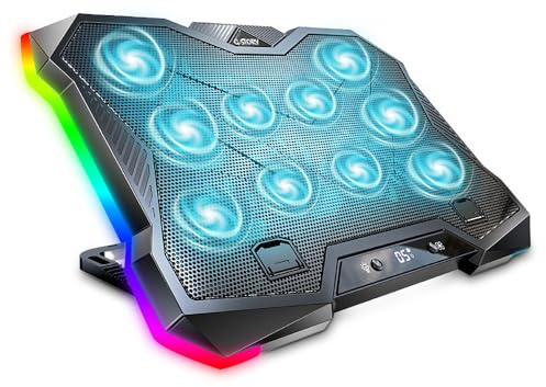G-STORY Laptop Kühlpad,Laptop Kühlpads für 12-18 Zoll Notebook,10 Lüfter mit LEDs,Laptop Cooling Pad 8 höhenverstellbare Stände und 1 USB Port