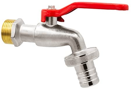 VARIOSAN Kugelauslaufhahn 10674, 3/4", messing, vernickelt, mit Schlauchverschraubung