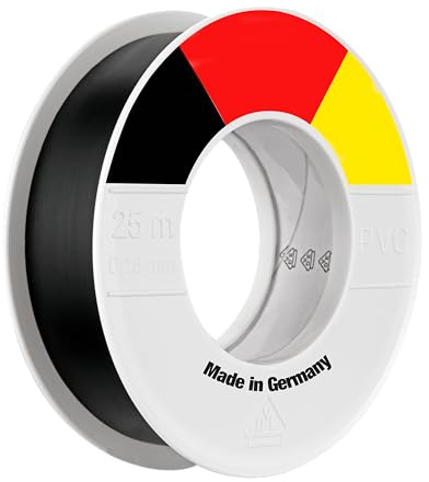 REV Isolierband - Klebeband 25m x 15mm, schwer entflammbar & chemikalienbeständig, Made in Germany, schwarz