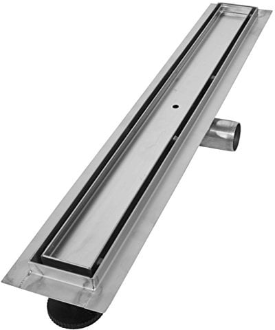 VILSTEIN Duschrinne 80cm | Befliesbar | Edelstahl Bodenablauf Komplettset | Extra flach | Siphon mit Geruchsstop | Haarsieb