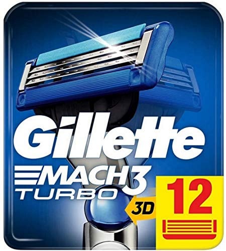 Gillette Mach3 Turbo Ersatzklingen 12 Stück für Männer - 3 Klingen Rasier-System