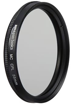 Amazon Basics 55 mm Circular Polarisations-Schutzfilter für tiefere Farben, Reduzierung von Blendung und Reflexionen, Mehrfach beschichtet, schützt vor Staub, Schmutz und Kratzern