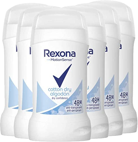 Rexona MotionSense Deo Stick Cotton Dry Antitranspirant mit 48 Stunden Schutz Deodorant gegen Schwitzen und Körpergeruch 6x 40 ml
