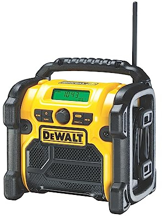 DEWALT Akku- und Netz-Radio/Baustellen-Radio (DAB(DAB(+)/FM Stereo/FM, für 10,8-18 V, 3.5 mm Aux Eingang zum Abspielen externer Geräte, robustes Gehäuse, 1.8 m Kabel), DCR020
