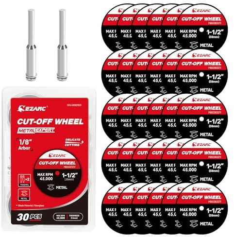 EZARC 38mm Trennscheiben Set - 32 Stück, Trennscheibe für Rotationswerkzeuge, Präzise Schnitte, für Metall, Aluminium, Stahl und mehr - Inklusive 2 Mandrels